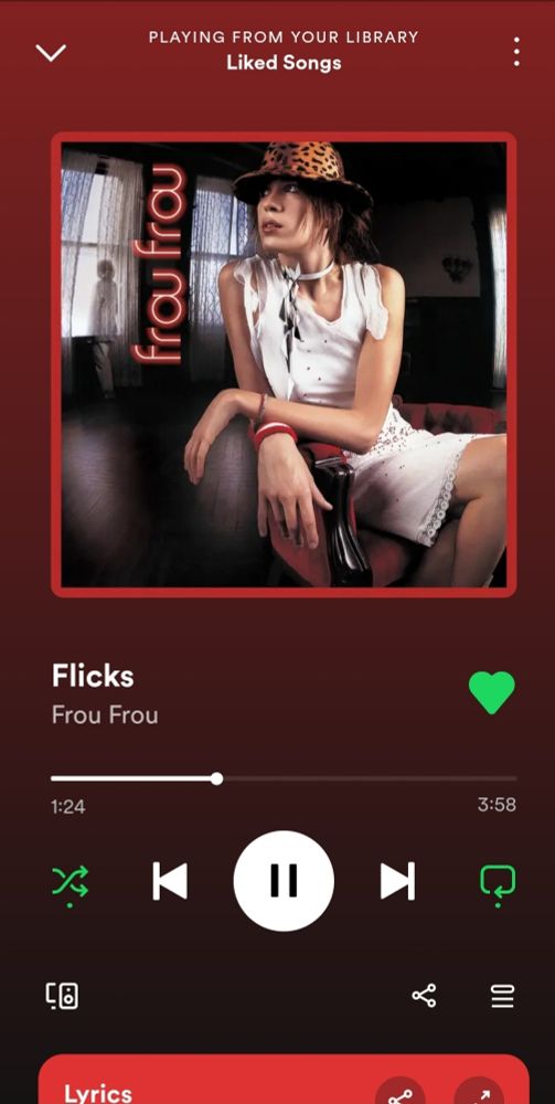 Screenshot of the song "Flicks" by Frou Frou