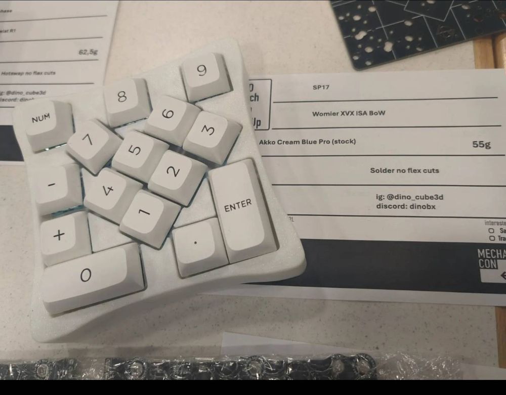 A keypad with thirteen one by one keys and two two by one keys arranged in the most compact square possible. Seven of the keys must be arranged at various awkward angles, and there are annoying gaps everywhere.