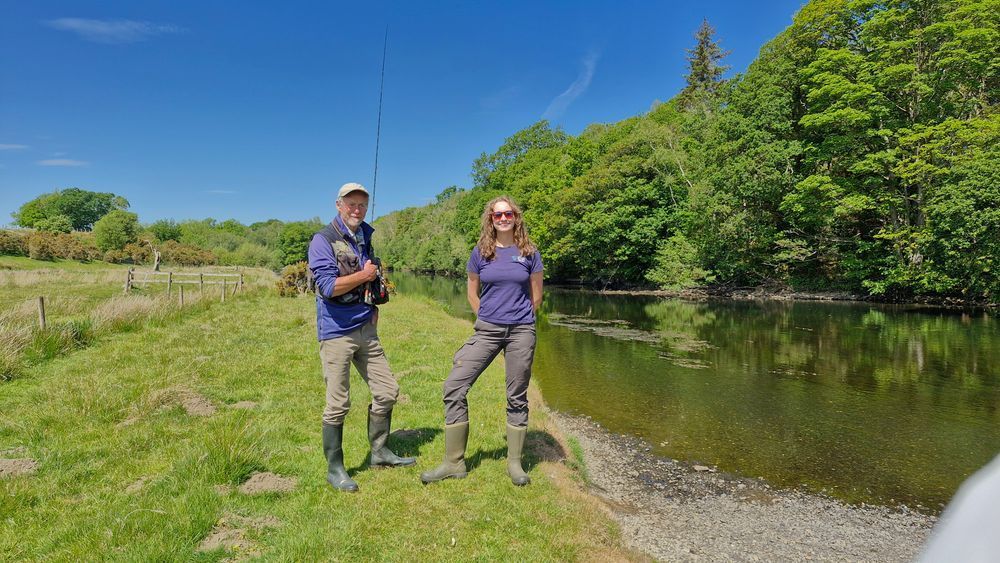 Izzie Mullin of WCRT and Eric Hope Chair of Keswick Fisheries 