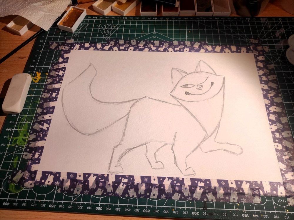 Sketch of a fluffy cat