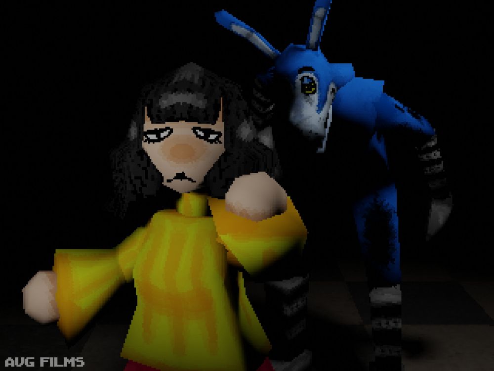 A fanart of Rosemary Walten and Bon the rabbit from the webseries "The Walten Files" In 3D lowpoly style