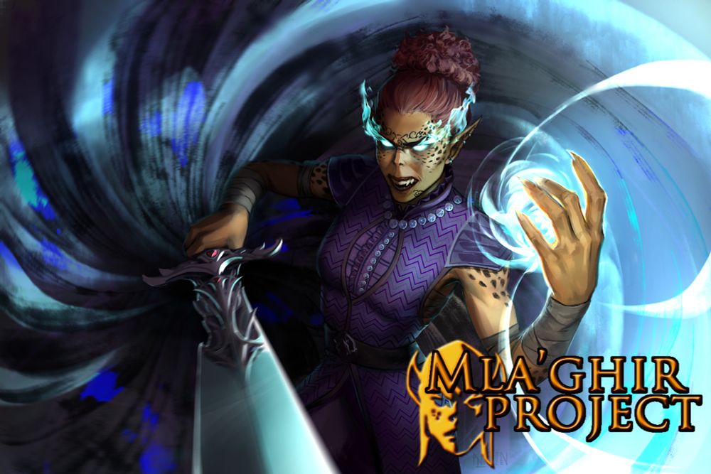 A githyanki woman holding a sword with one hand and preparing a spell with the other.

Cover art by palicrone
logo by me
