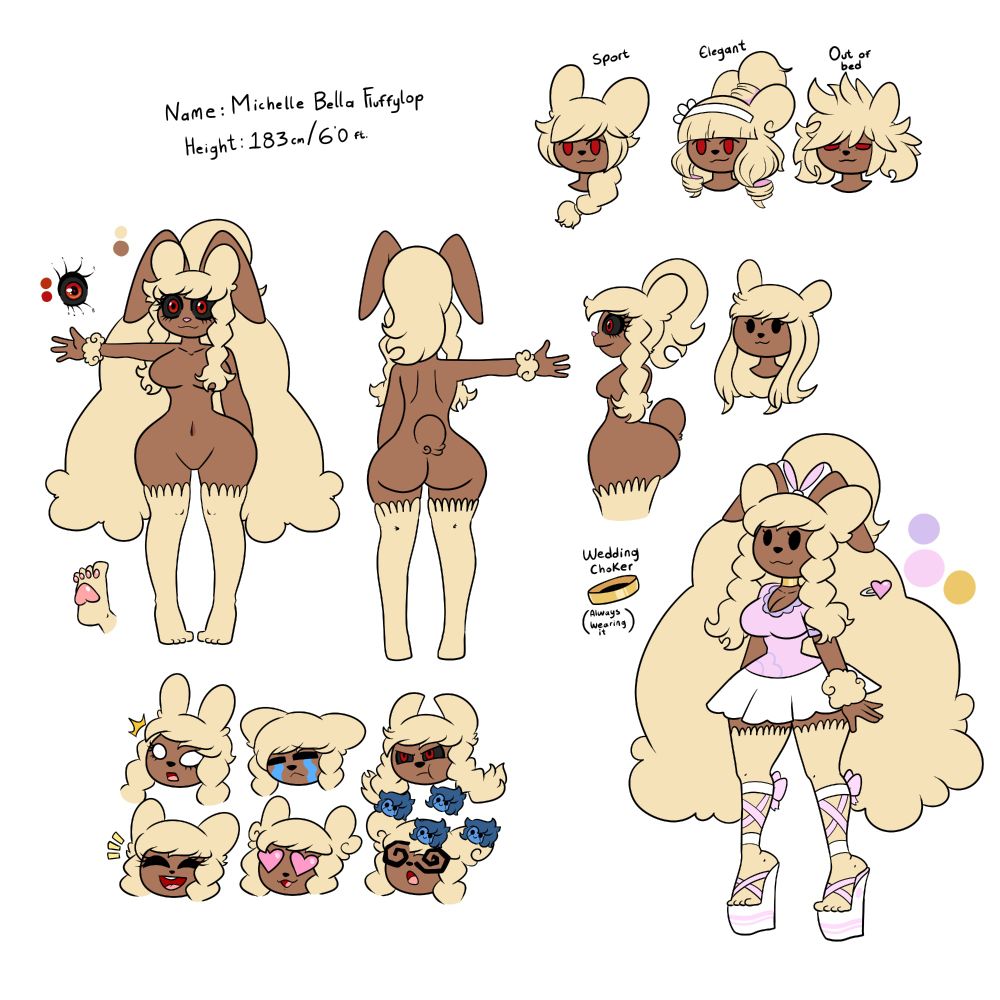 Michelle ref
Ear fluff goes just past the knees.