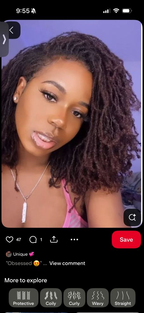 Woman with micro locs. Screenshot from Pinterest.