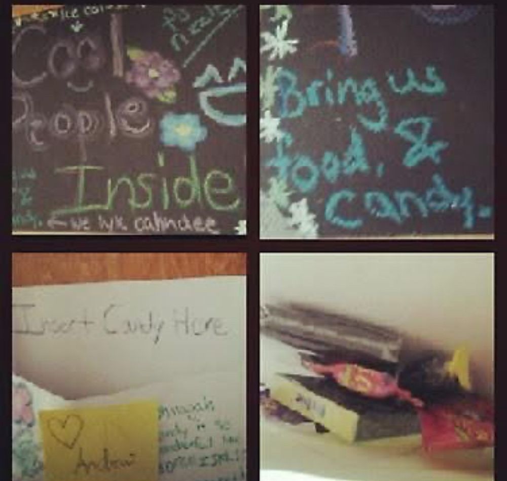 Candy mailbox and the accompanying sign