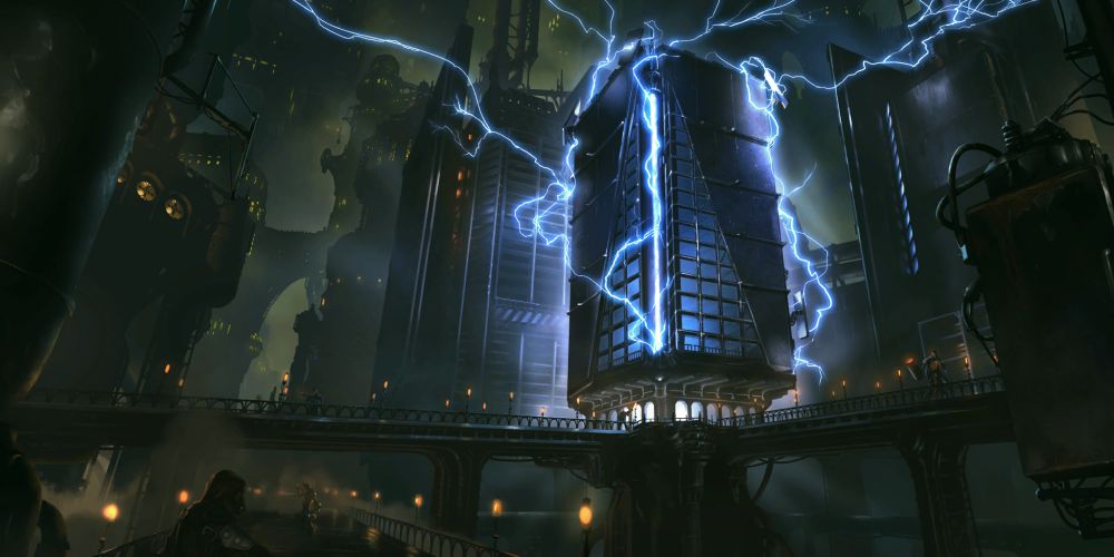 official art of a hextech foundry in zaun