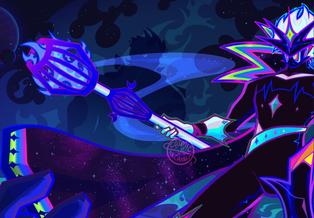 close up of Viktor's staff from the splash, as well as Star Guardian Mundo in the background