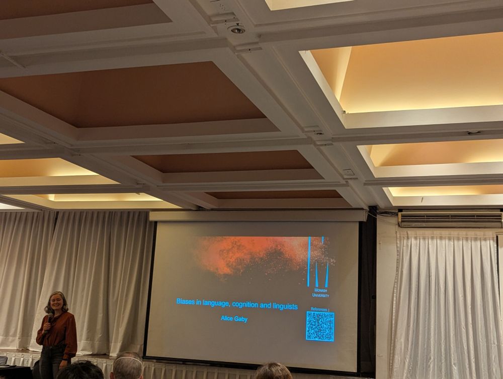 A picture of Alice in front of the title slide