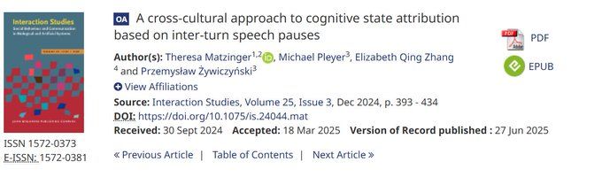 A cross-cultural approach to cognitive state attribution based on inter-turn speech pauses
Author(s): Theresa Matzinger, Michael Pleyer, Elizabeth Qing Zhang and Przemysław Żywiczyński