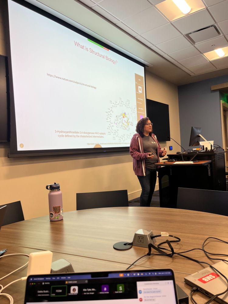 SSRL beamline scientist Darya Marchany-Rivera presenting an overview of structural biology techniques