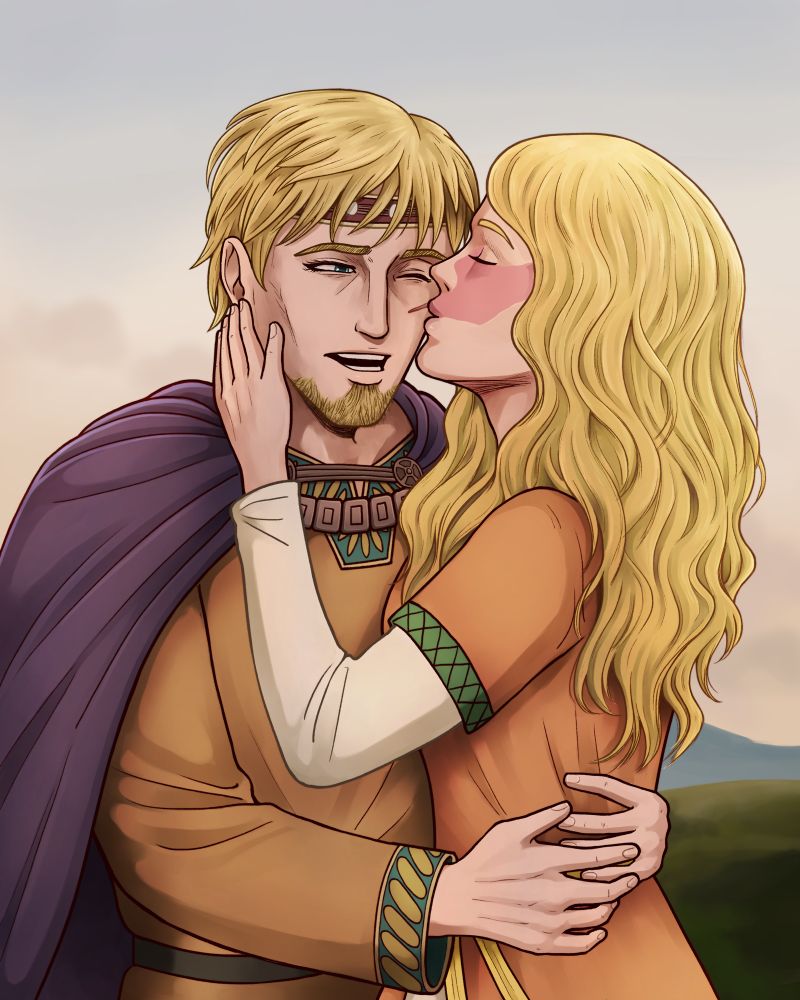 Katja kisses Canute’s scar. Artwork by gianiyama.