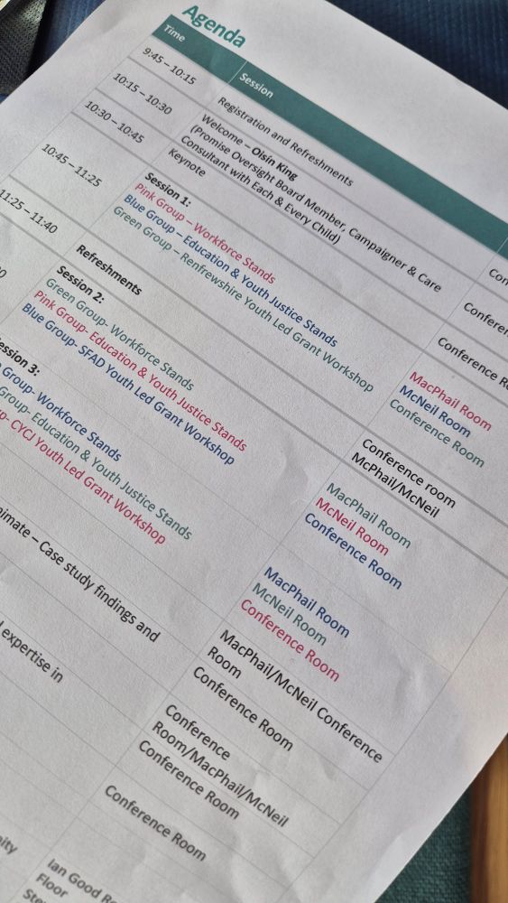 Conference agenda setting out the times and locations of the different sessions and presentations