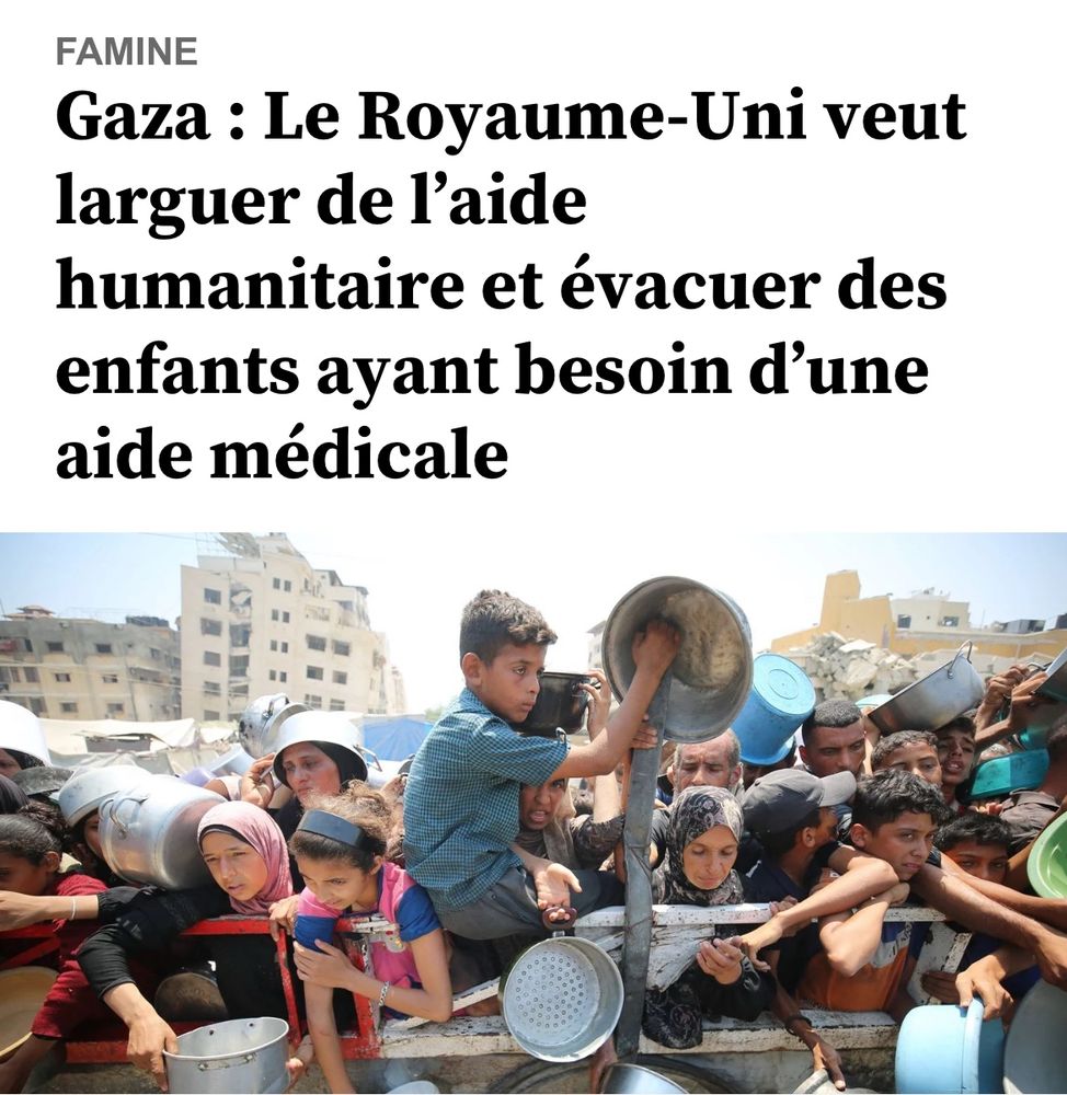 Gaza : le Royaume-Uni veut larguer de l’aide humanitaire et évacuer les enfants ayant besoin d’une aide médicale.