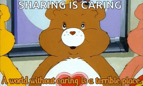 "Sharing is caring" meme de los osos amorosos