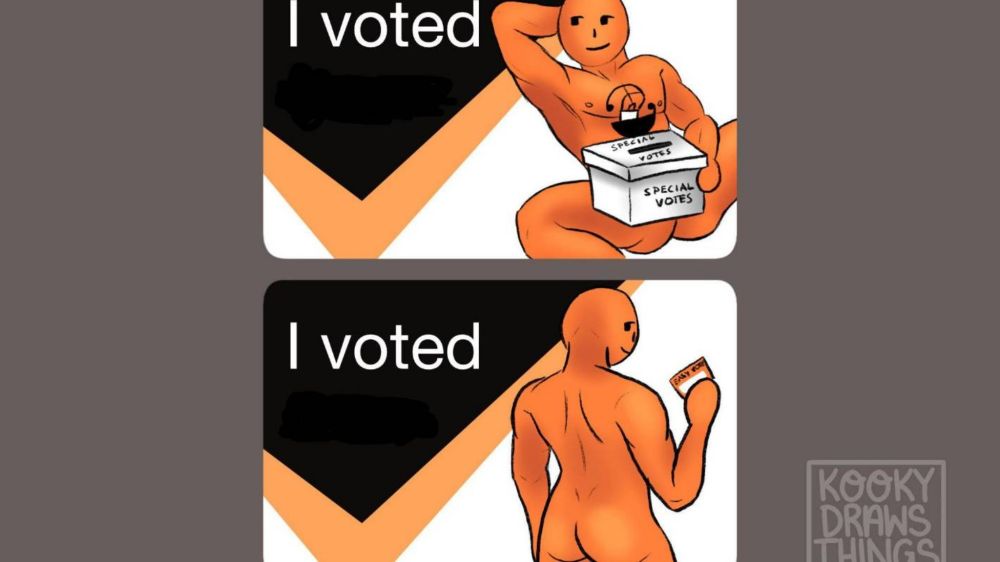 Electoral Commission gets rid of 'I voted' stickers, fans fight back with a sexed up Orange Guy