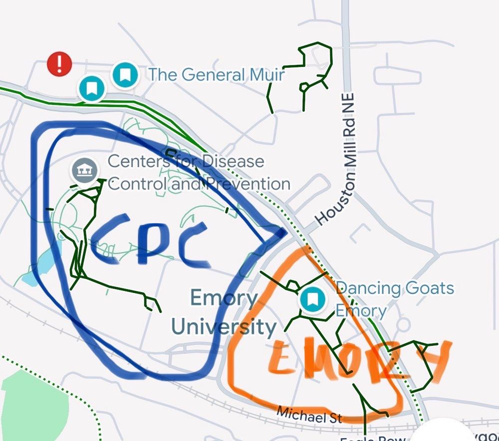 A map of CDC and Emory campuses next to each other.