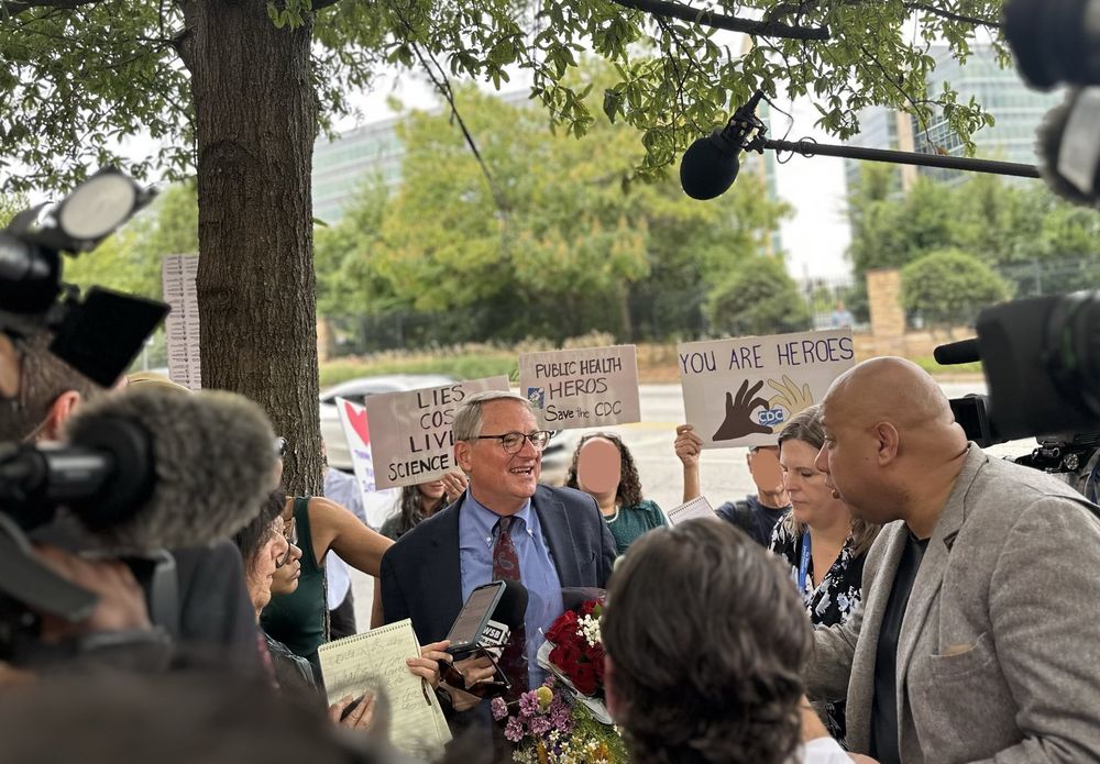 Dan Jernigan, CDC's former director of the National Center for Emerging and Zoonotic Infectious Diseases, speaks to reporters at his clap out