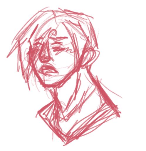 Super sketchy, messy doodle of Sanji in red. 