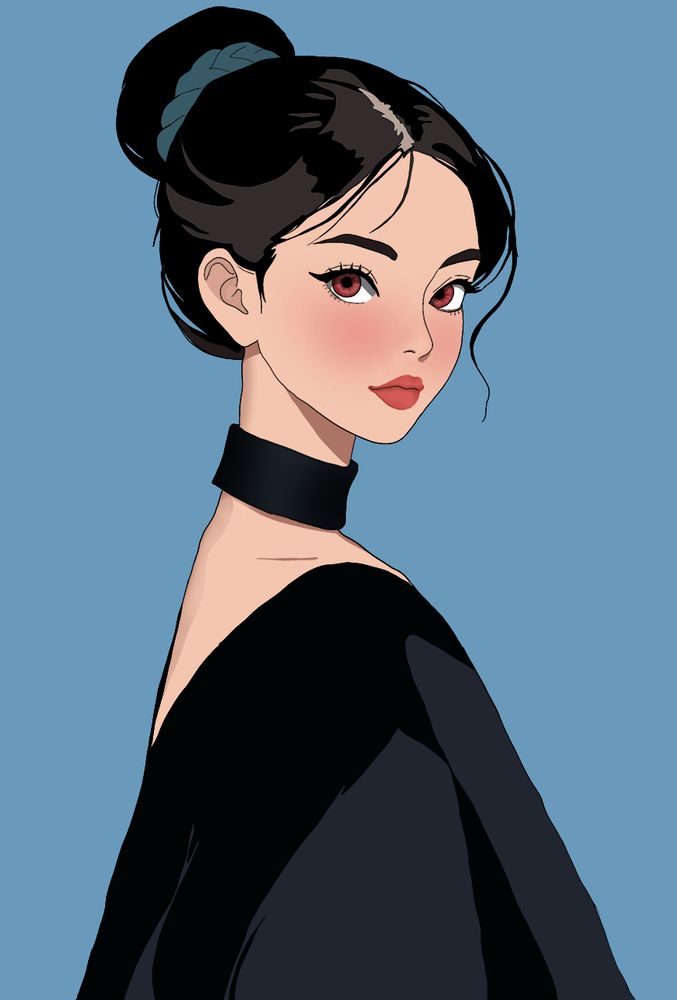 Illustration of an original character, an asian woman
