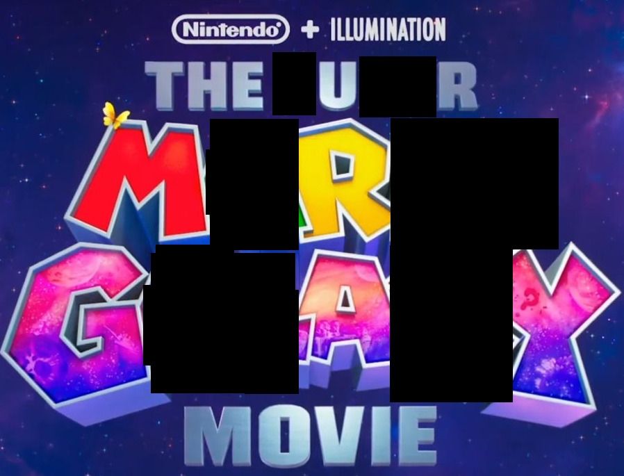 Logo for that new Mario movie, but blocked some letters to say " the u r Mr gay movie"