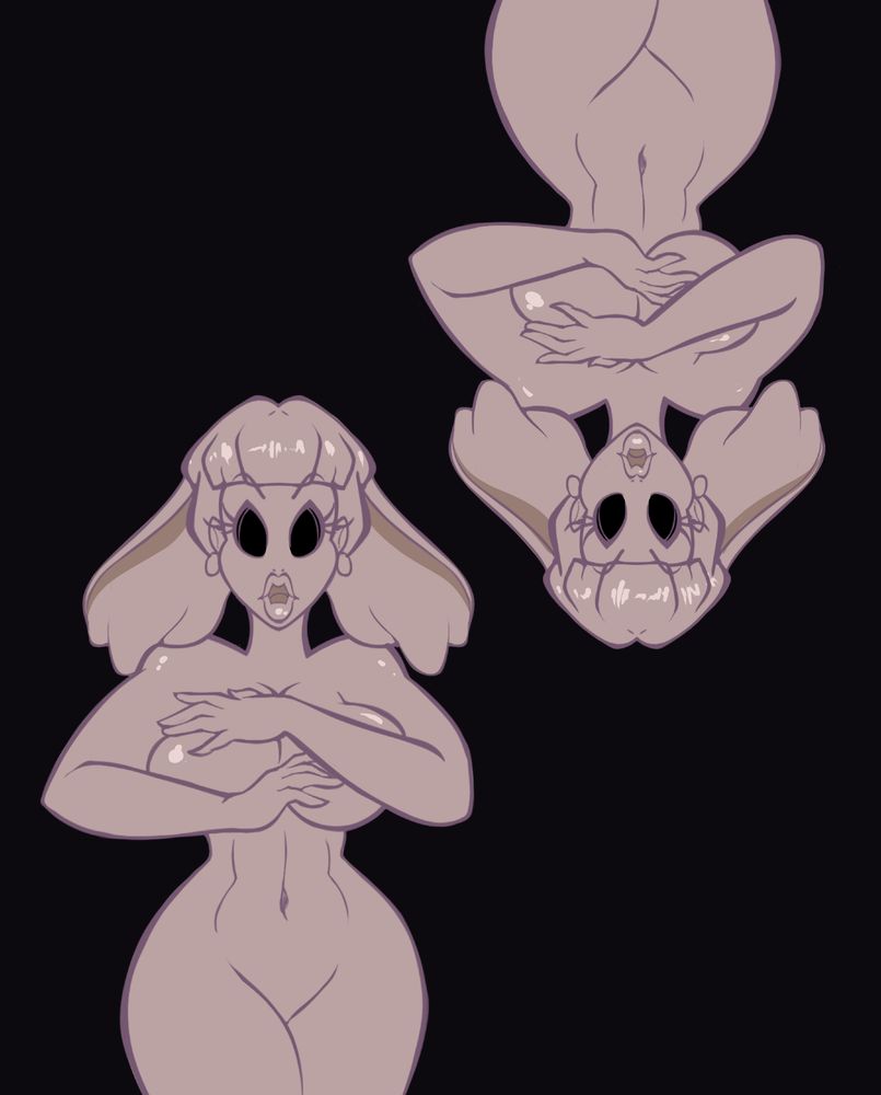 2 Busty Monochrome ladies styled like humanized versions of the "What'll I do?!" Pink Elephants that appear with the corresponding lyrics during Pink Elephants on Parade" from the original animated 1940' Disney's Dumbo. 