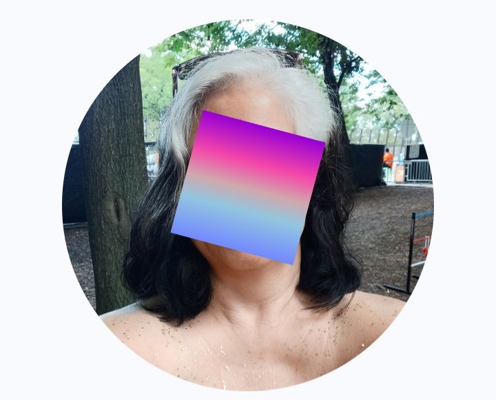 A picture of someone embracing their white hair. 