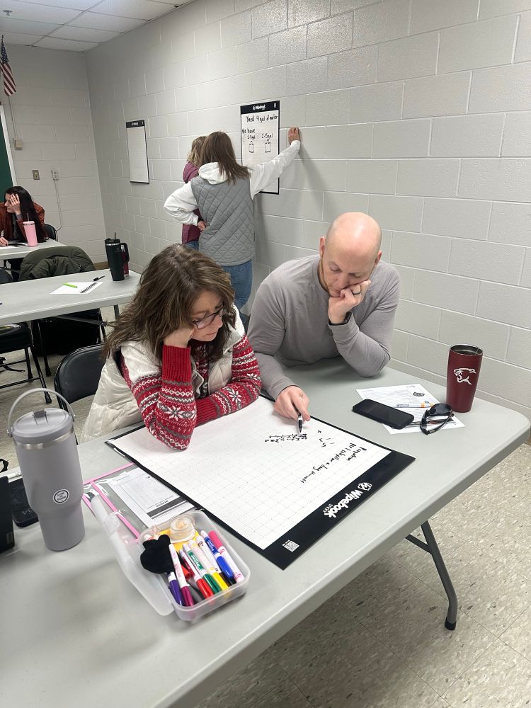 Teachers working on a math task. 
