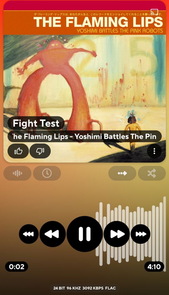 Audio player app screenshot of The Flaming Lips Yoshimi Battles The Pin