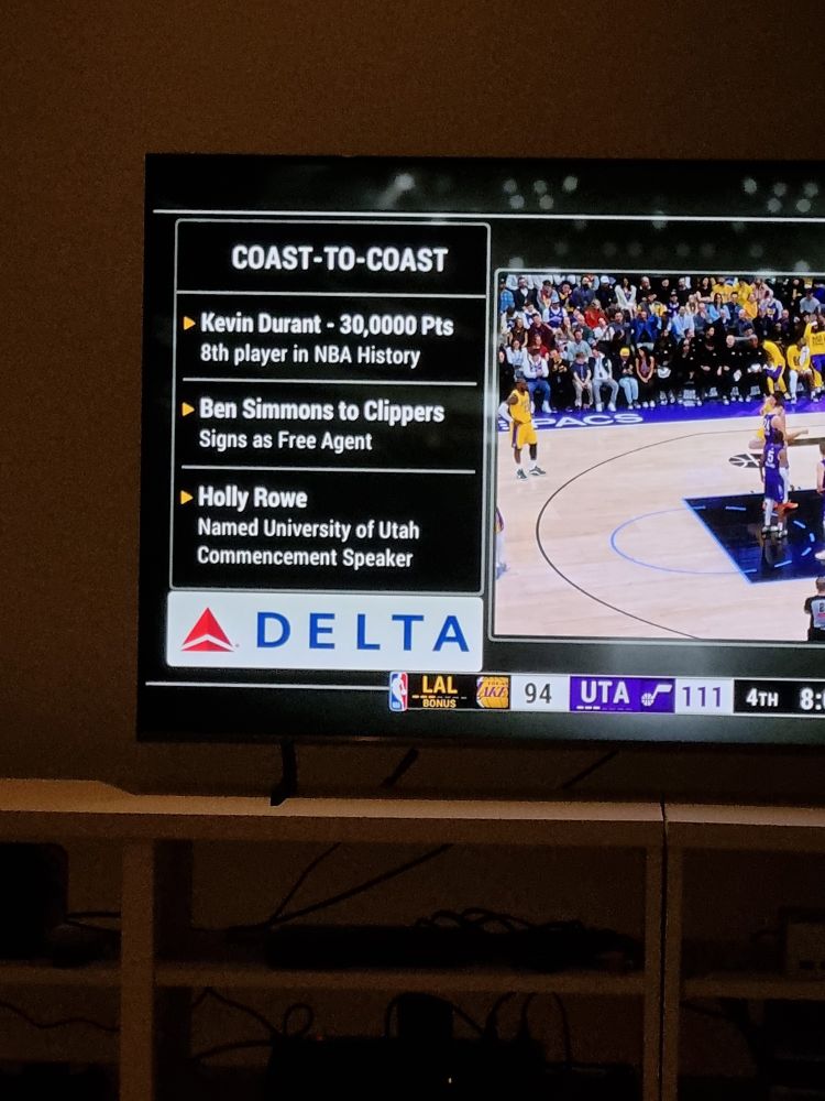 A typo during the broadcast of the NBA game between the LA Lakers and the Utah Jazz showing that Kevin Durant recently hit 300,000 points in his career, when he actually has 30,000.