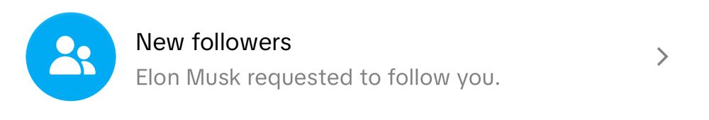 Elon Musk requested to follow you. 