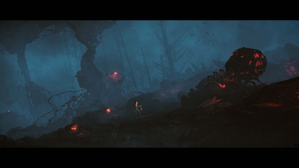 Illustration made for halloween a few years ago I still love because I don't do so much stylized stuff. 3D base in Blender and overpaint and post work in Photoshop.