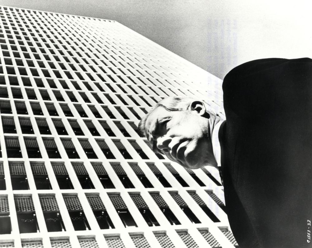Lee Marvin looking more imposing than the facade of a skyscraper in a promo image (or something) for POINT BLANK.