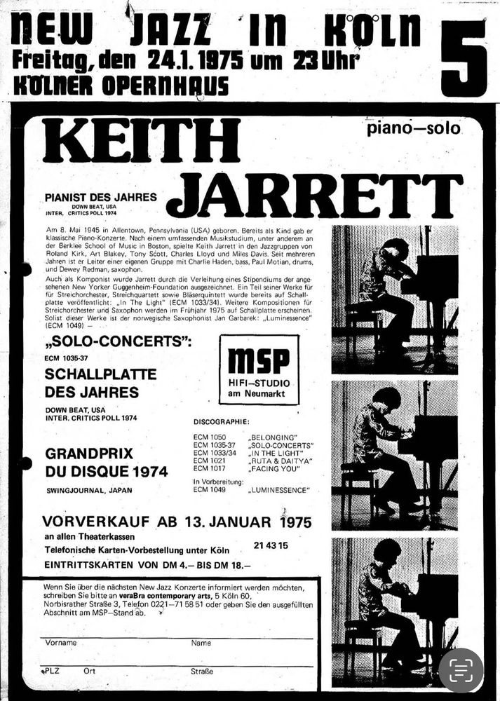 ad for keith jarrett's koln concert, jan 24 1975