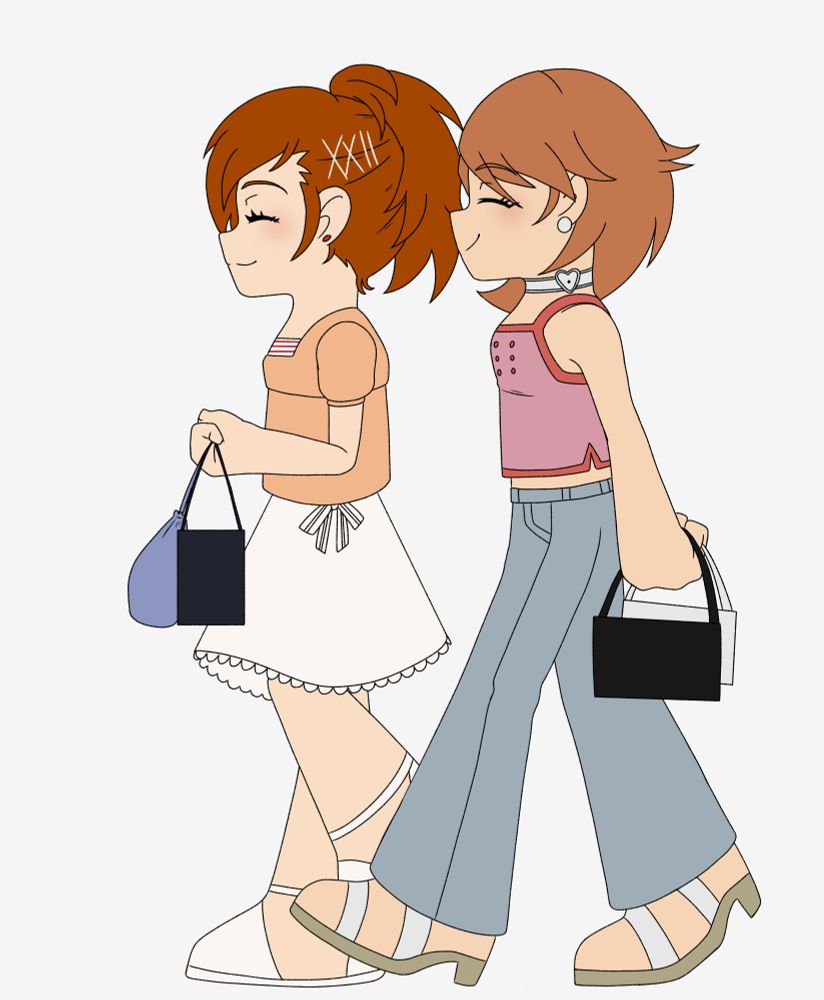 The same image as before, except both are smiling with their eyes closed