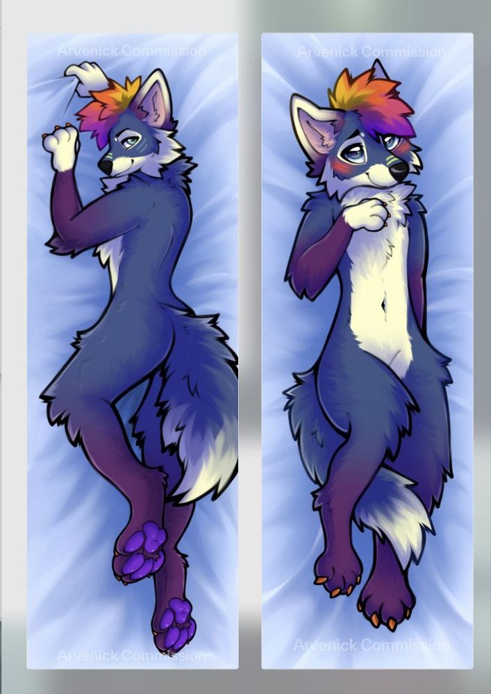 Furry anthro drawing dakimakura full body pillow