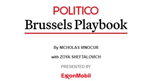 screenshot of the title of Politico's 'Brussels Playbook' newsletter, with Exxon's logo as sponsor