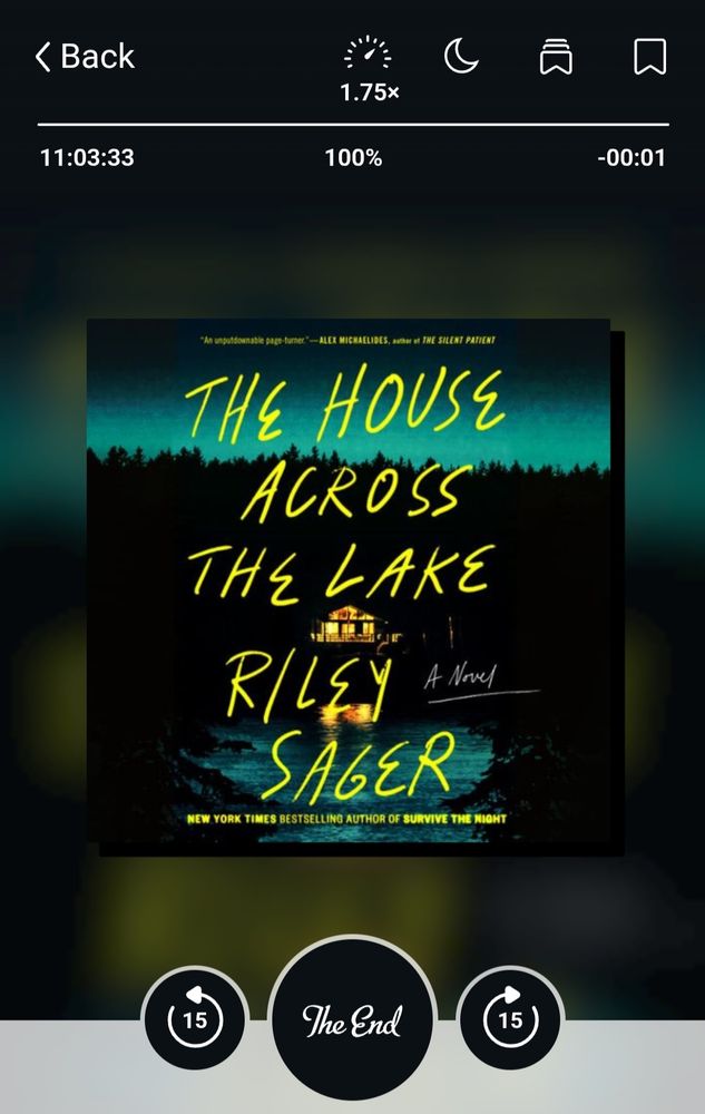 A screenshot from the libby app showing 
The House Across The Lake by Riley Sager