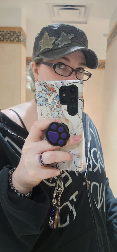 Picture of me wearing a hat that has some star patterns sewn into it