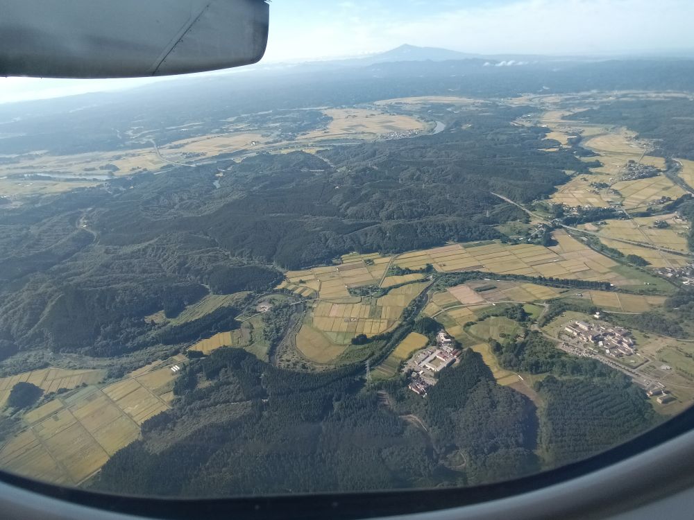 飛行機から撮影した田園風景