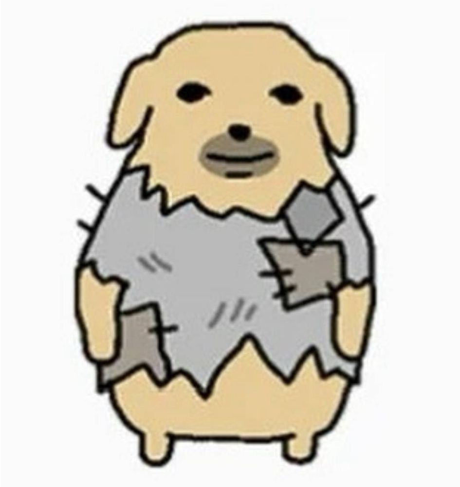nudaeng dog in hobo clothes sticker by namjag on kakaotalk