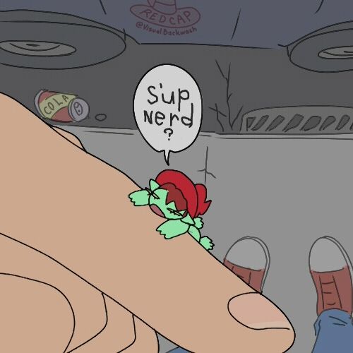 a tiny goblin clings to your finger and calls you a nerd