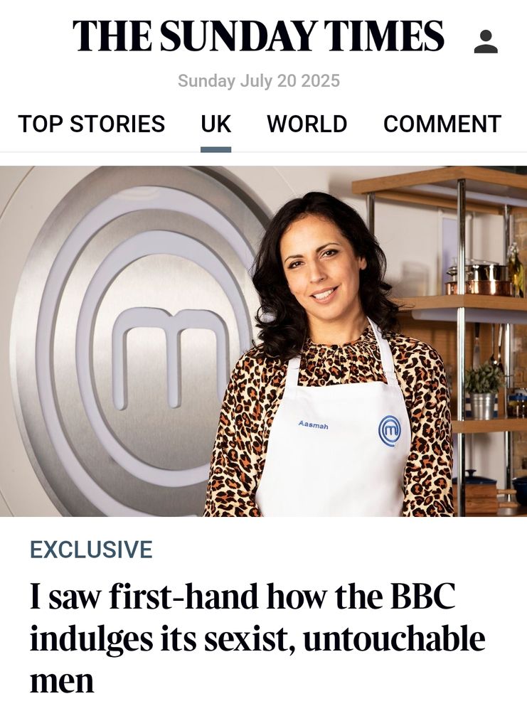 Sunday Times headline: I saw first-hand how the BBC indulges its sexist, untouchable men.