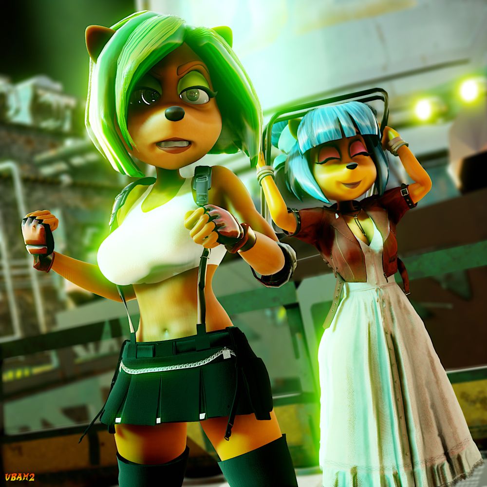 So I was playing around with the DefaultUser12 Ami rip, and used the white cloth material on her sports bra and noticed how it resembled Tifa's shirt from the original FF7.

 And that eventually spiraled into this masterpiece/disaster.