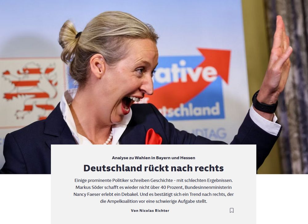 Irre lachende Weidel als Bebilderung zu dem Artikel "Deutschland rückt nach rechts"