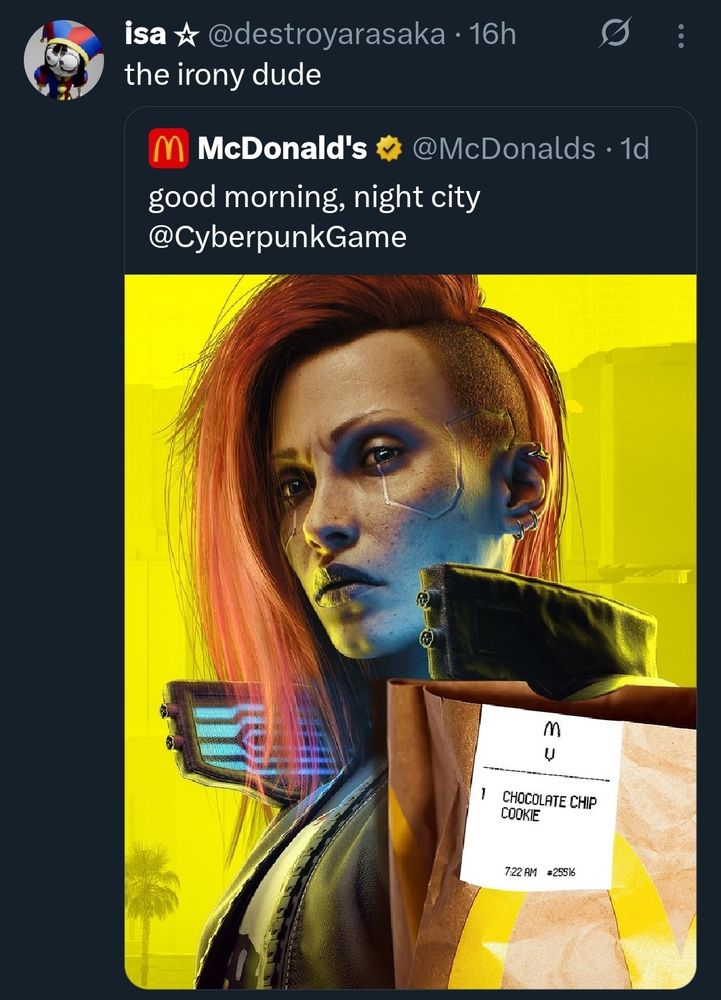 McDonald's collaborates with Cyberpunk 2077 - a game with a very strong anti-establishmentarian message