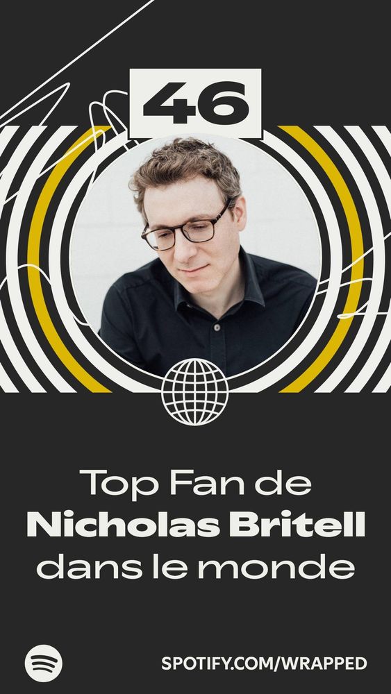 Wrapped from Spotify : "46 top fan de Nicolas Britell dans le monde"