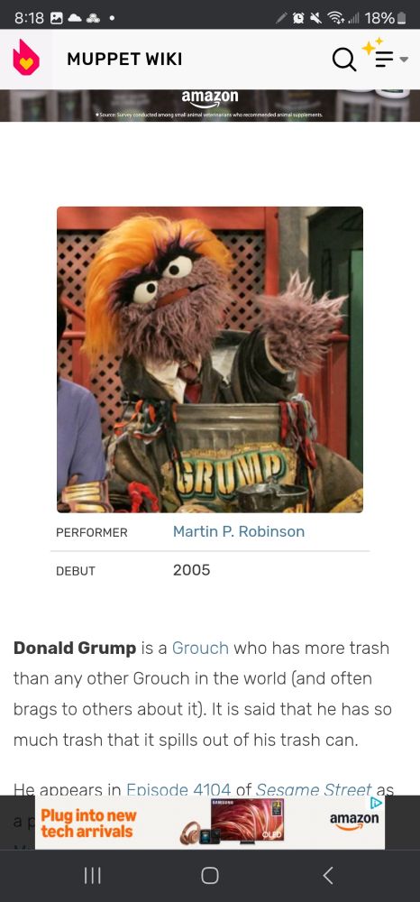 Donald Grump a greedy muppet from sesame Street 