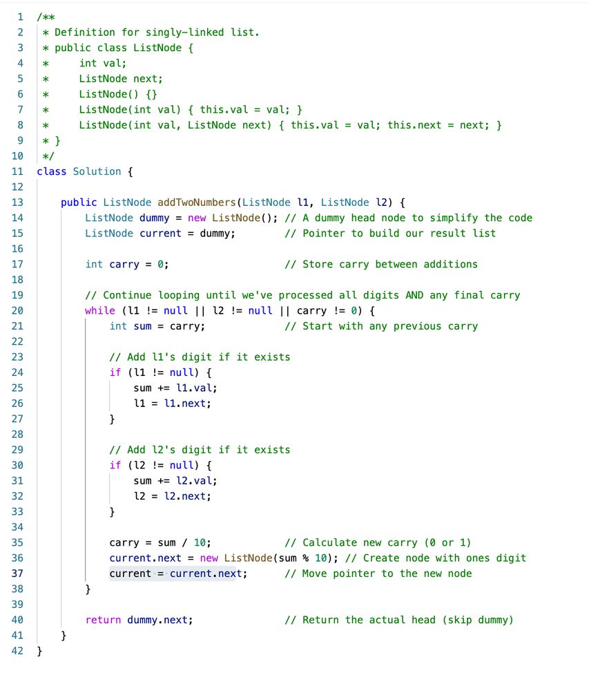 Final code in Java
