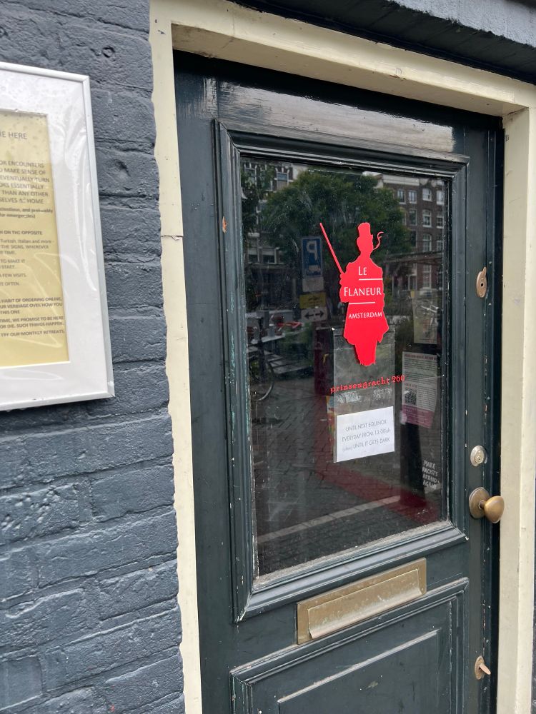 Entrance doorway of Le Flaneur bookstore in Amsterdam