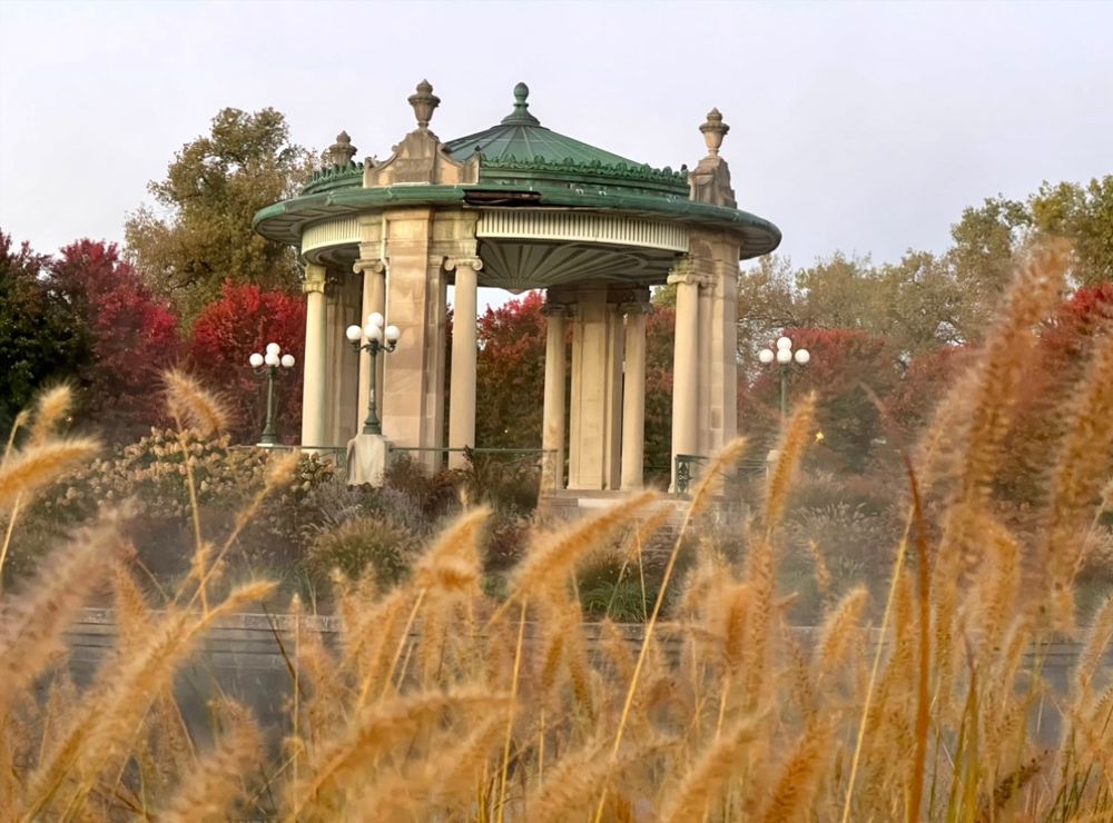 Stunning pavilion on a small island in the middle of a lake 